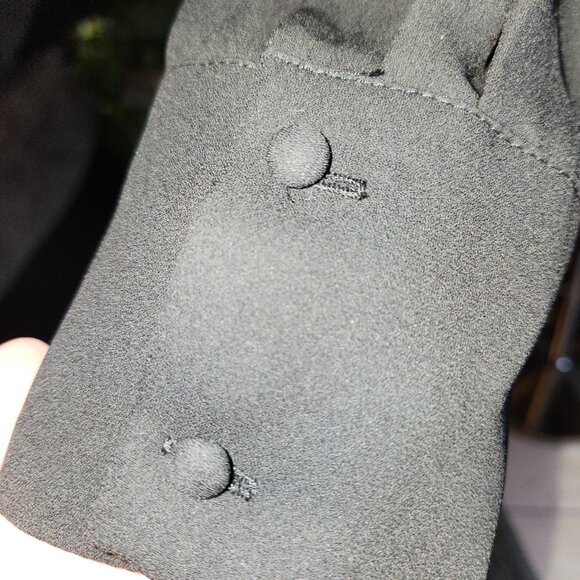 Vince Camuto  High Neck Pleated Black Georgette Crepe L/S Tunic Blouse - Picture 6 of 10